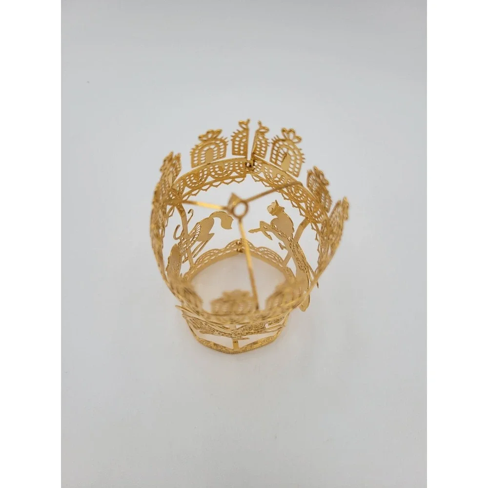 Rare Vintage Lunt Silversmiths USA Gold Tone Carousel Horse‎ Ornament